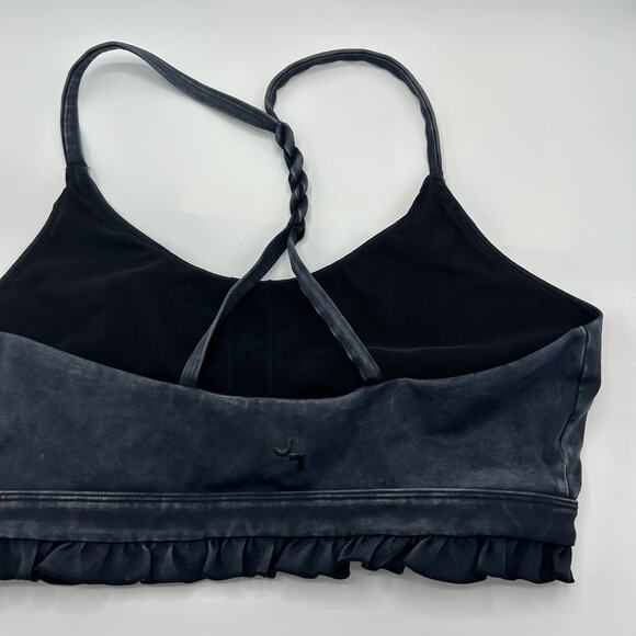 JoyLab Sports Bra Large Gray Twist‑Back Ruffle Hem Longline Tank Bra Lightweight - Picture 7 of 11